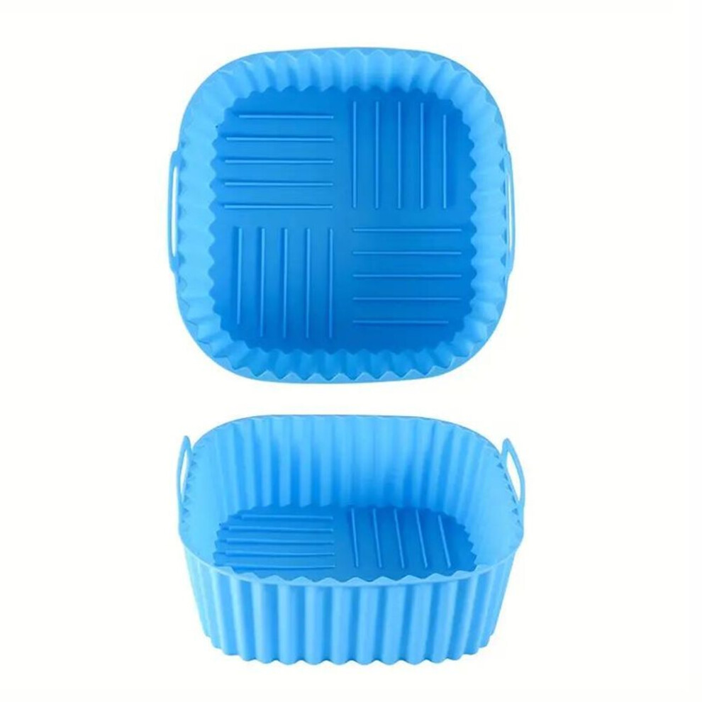 (blue, 1PC) 1pc Colorful Reusable Silicone Air Fryer Liner - 20.32cm Square, Fits 4-7 Qt Air Fryers, Oven & Microwave Safe, Non-Stick & Easy to Clean.