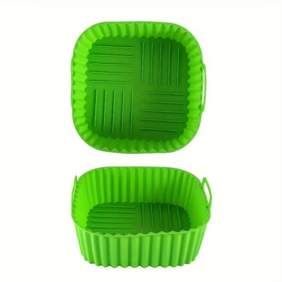 (green, 1PC) 1pc Colorful Reusable Silicone Air Fryer Liner - 20.32cm Square, Fits 4-7 Qt Air Fryers, Oven & Microwave Safe, Non-Stick & Easy to Clean.