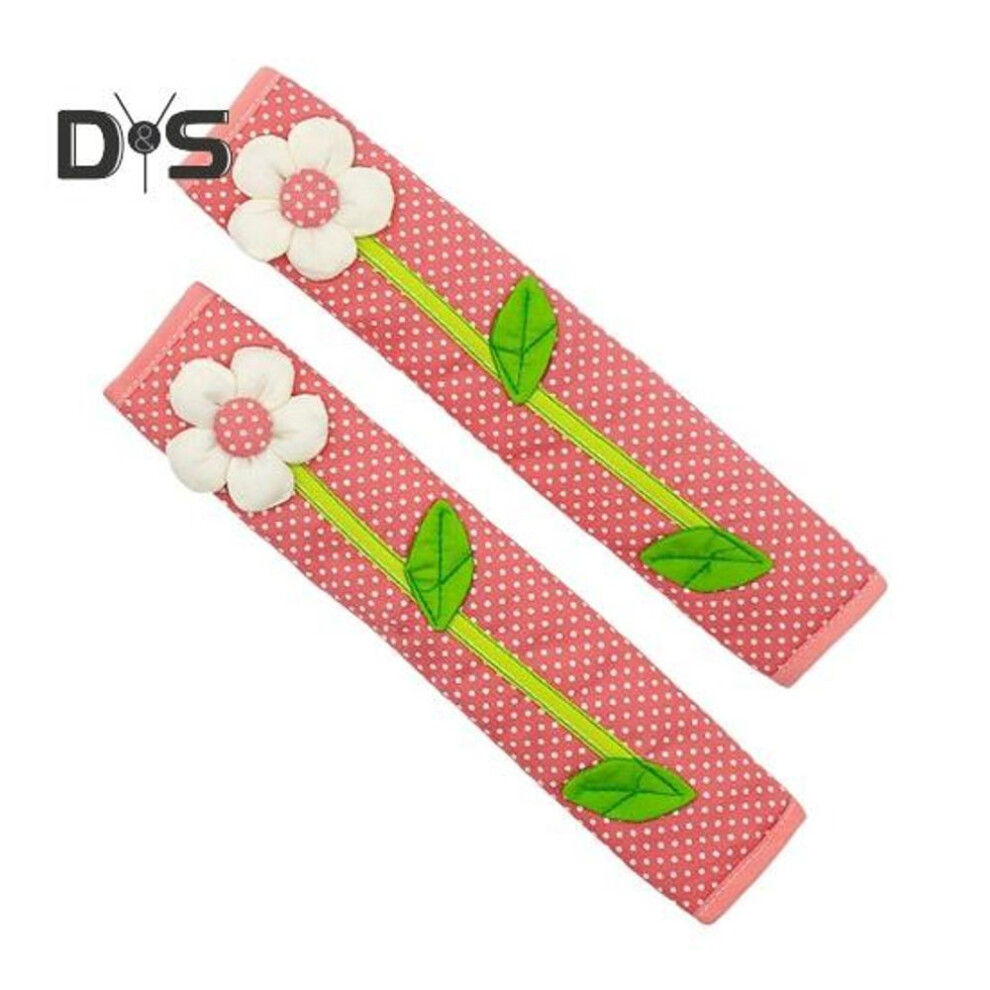 (pink) 1 Pair Refrigerator Door Handle Covers Flower Design Wear Resistant Non-Fading Washable Handle Doorknobs Covers