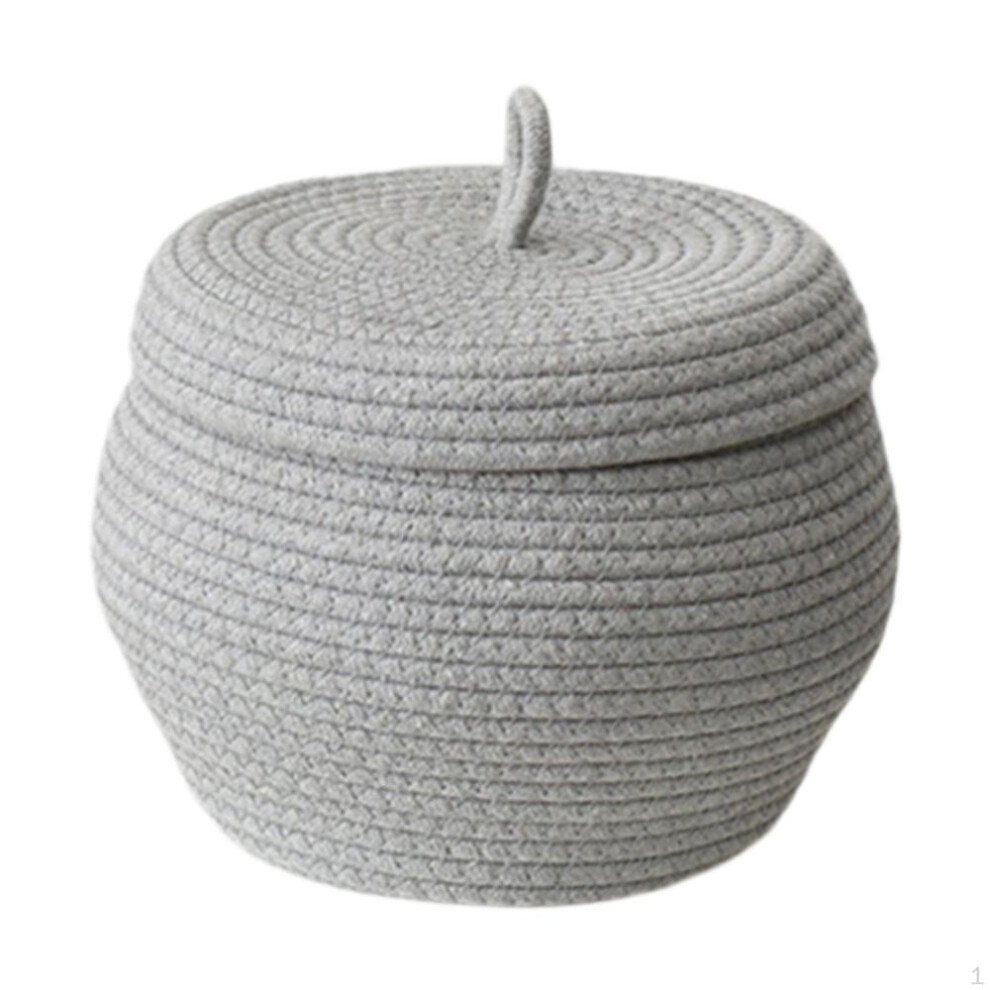(gray) Cotton Rope Storage Basket Decorative Modern Fashion Round Home Woven Box for Cabinet Desk
