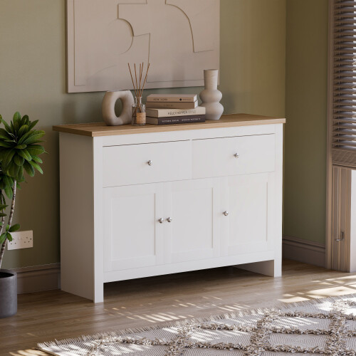 Vida Designs (White & Oak) Arlington Sideboard 2 Drawer 3 Door Storage Unit