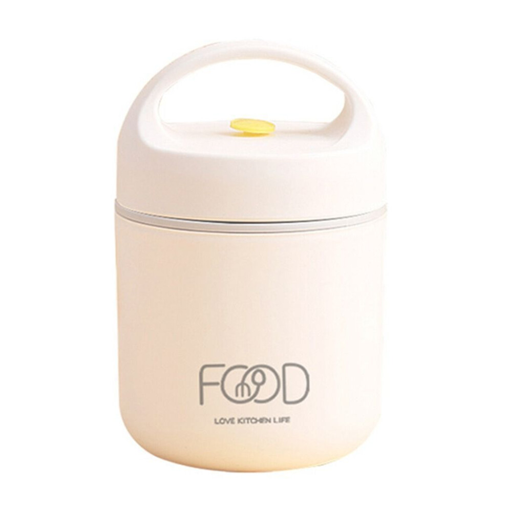 (White) Vacuum Vacuum Cup Insulated Lunch Bag Food Container Thermal Lunch Box Stainless Steel Soup Cup