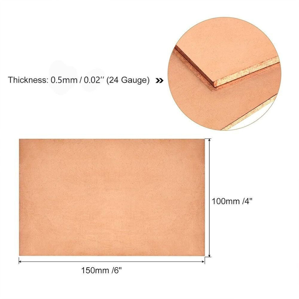 (0.5x100x150mm) 100*150mm Blanks Metal Sheets Rectangle Pure Copper Sheet  Crafts, Electrical Repairs, Industry