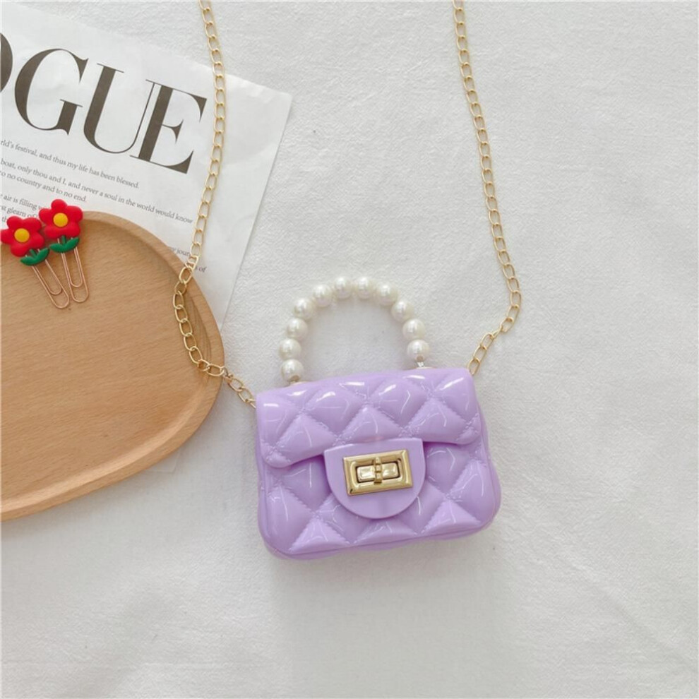 (purple) Candy Color Kids Crossbody Bags Summer Mini Shoulder Bag Fashion Pvc Jelly Bag  Girls Gift