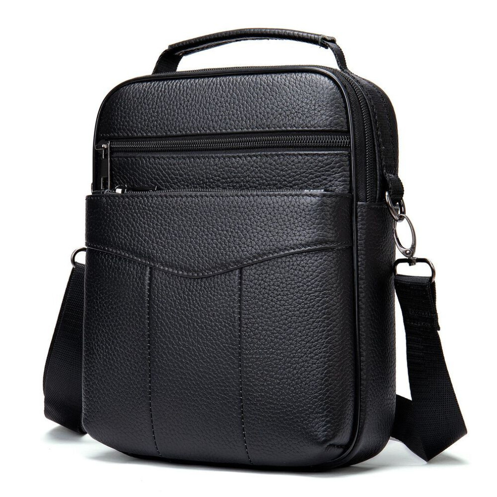(black) Retro Crossbody Bags for Men Fashion Men's Designer Shoulder Bag Men Genuine Leather Black Flap Messenger Bags Man Handbag