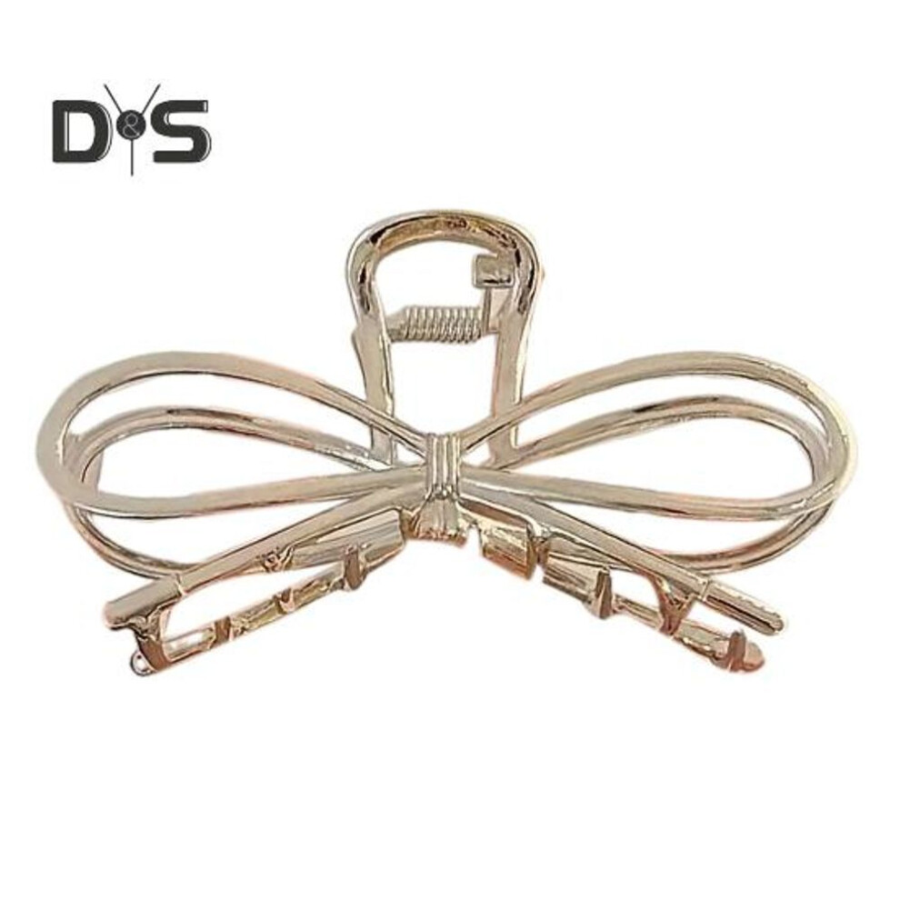 (silver) Women Hair Claw Hollow Geometric Bowknot Shape Hair Clip Anti-slip Teeth Back Head Hair Clamp Hair Accessories