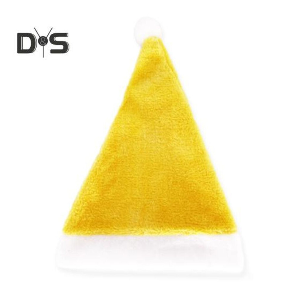 (yellow) Santa Hat For Women Men Plush Velvet Christmas Hats Soft Holiday Dress-up Accessory For New Year Party Supplies
