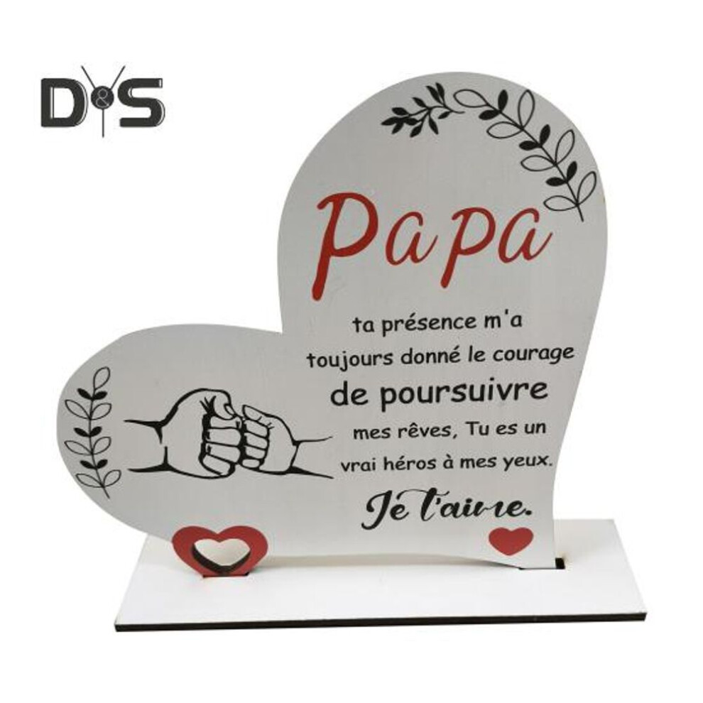 (as the picture, A) Wooden Heart Ornament For Parents Freestanding Love Heart Decoration Tabletop Heart Ornament Gift For Father's Day Mother's Day