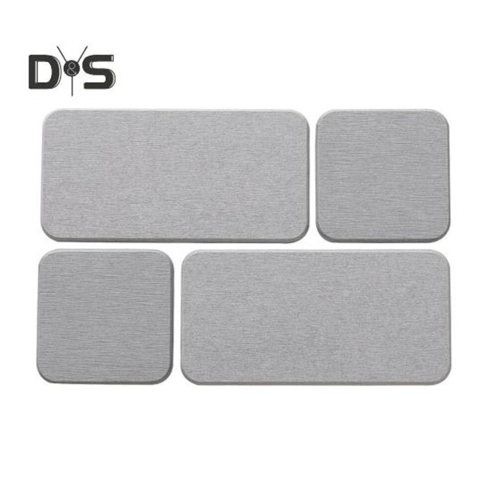 (light grey) 4pcs Water Absorbing Stone Tray Instant Dry Sink Coasters Kitchen Sponge Hand Soap Tray & Toothbrush Holders For Bathroom Counter