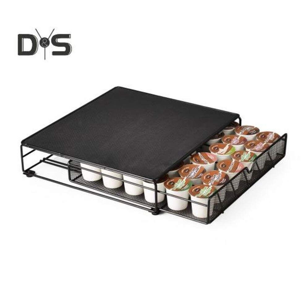 (black) Coffee Pods Drawer Organizer 36 Pods Holder Heavy Duty Metal Storage Stand for K-Cups Kitchen Counter Coffee Accessories