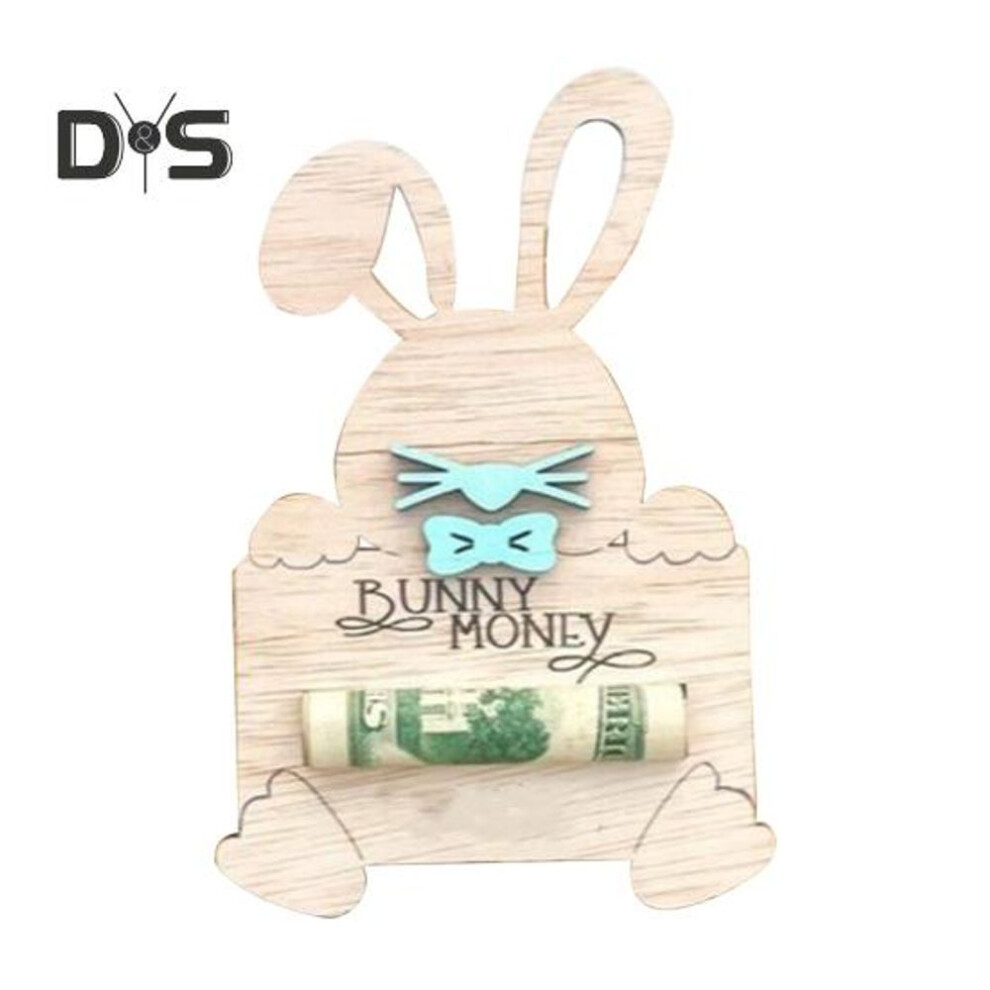 (blue, 1pc) 1/2/3pcs Easter Bunny Money Holder Wooden Rabbit Table Sign Cash Holder Home Office Desktop Decoration Holiday Money Gift