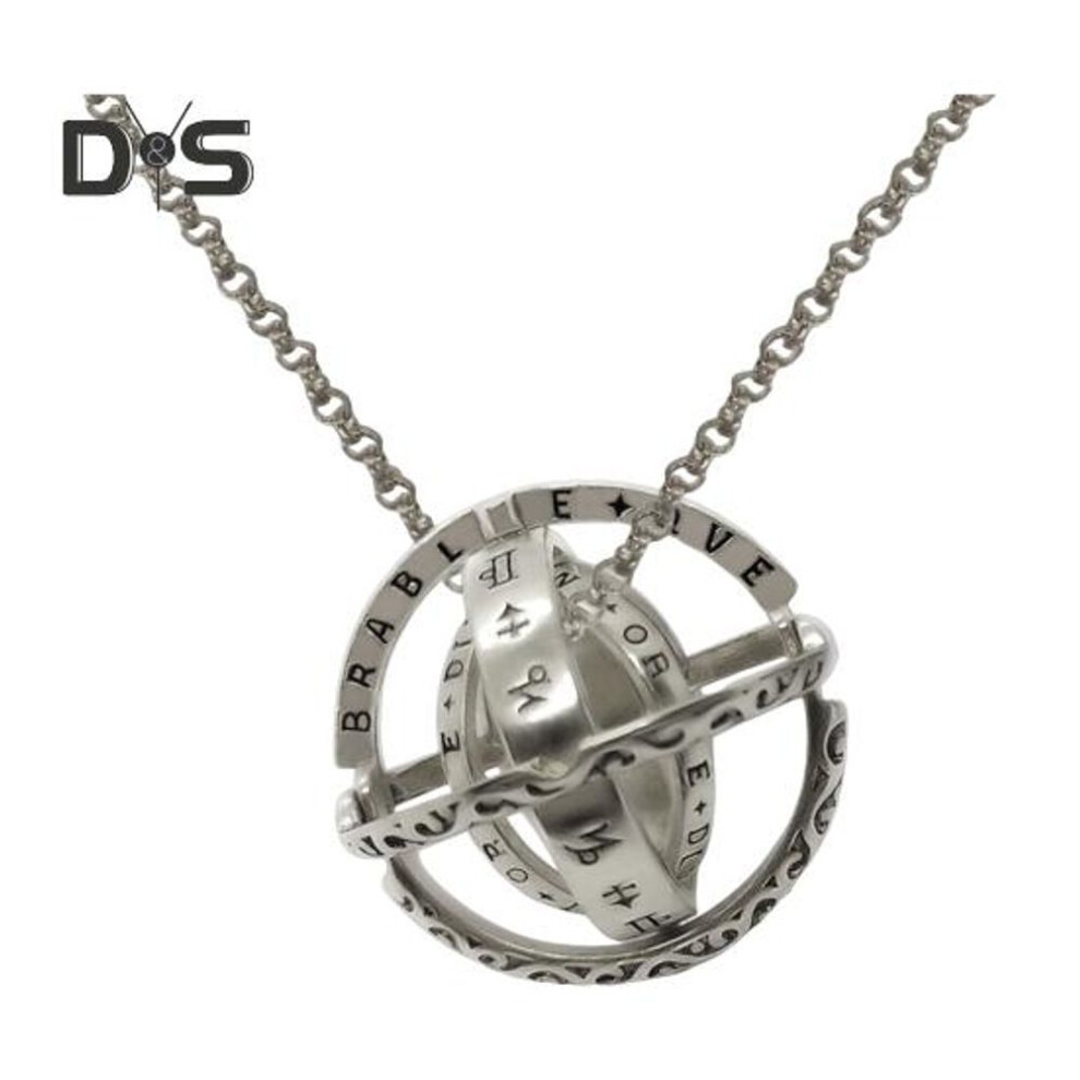 (antique silver) Fidget Ring And Necklace Titanium Steel Spinner Ring Decompression Toys Planet Shape Shockproof Manual Anti-Stress Finger Ring Unisex Anxiety Jewelry