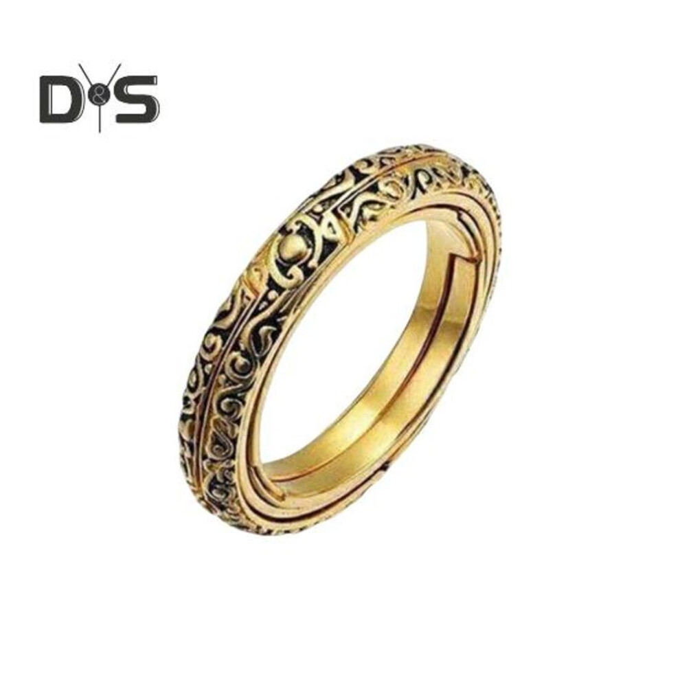 (golden) Fidget Ring And Necklace Titanium Steel Spinner Ring Decompression Toys Planet Shape Shockproof Manual Anti-stress Finger Ring Unisex Anxiety Jewelry