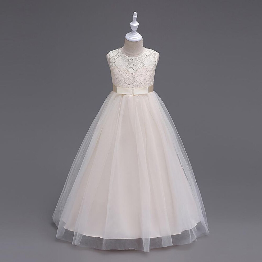 (champagne, 170cm) European And American Princess Lace Floor-length Girl's Evening Dress