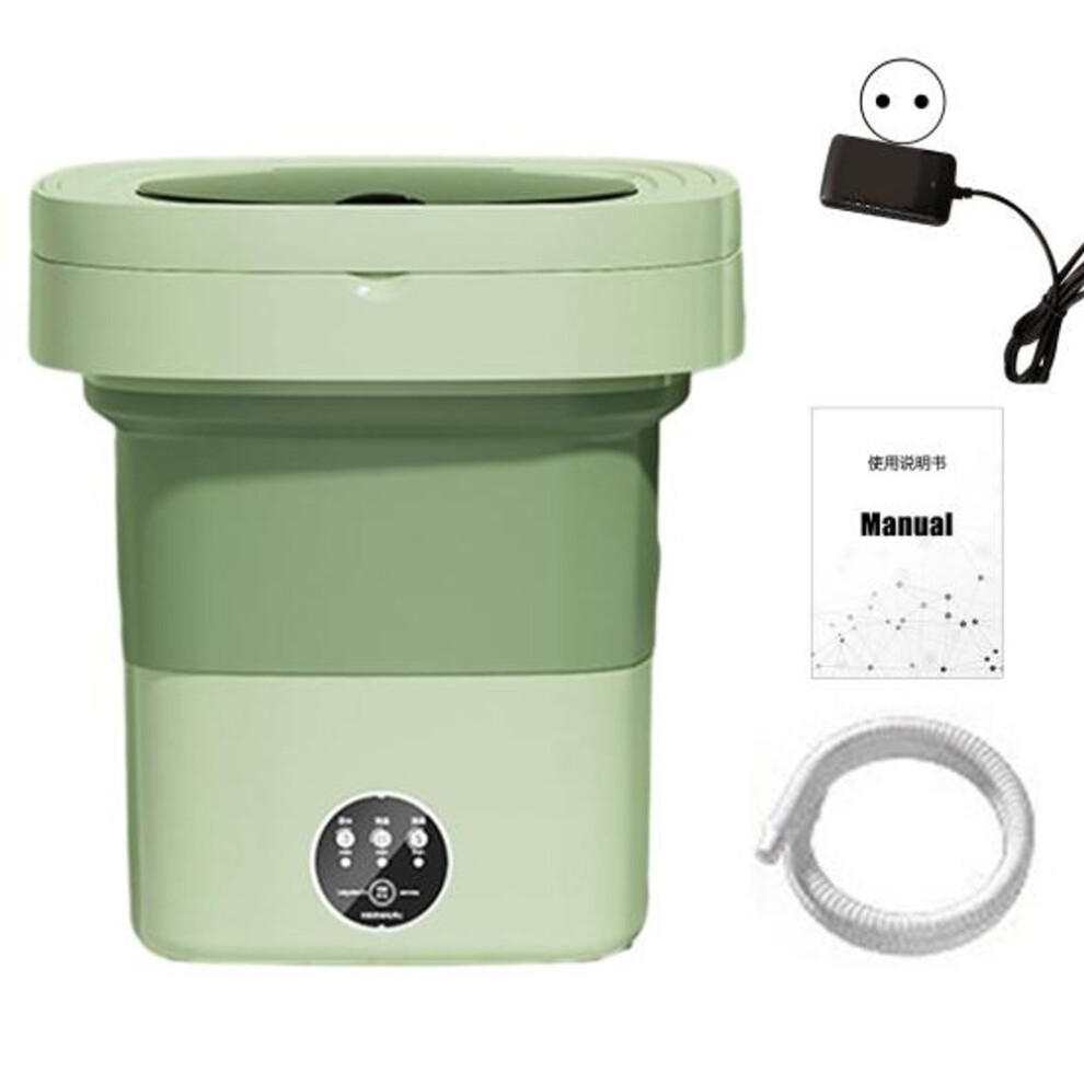 (green, EU) 1 Set Foldable Mini Washing Machine Low Noise Energy-saving Compact Size Underwear Socks Clothes Small Washer Bathroom Supplies