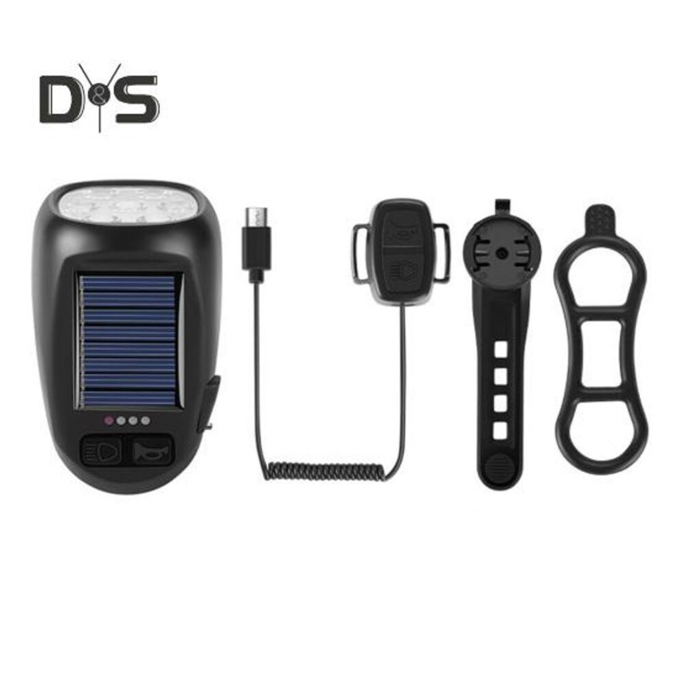 Bicycle Horn Light Solar Type-c Rechargeable120db 600 Lumens Super Bright Line Control Night Riding Road Bicycle Headlight Lamp