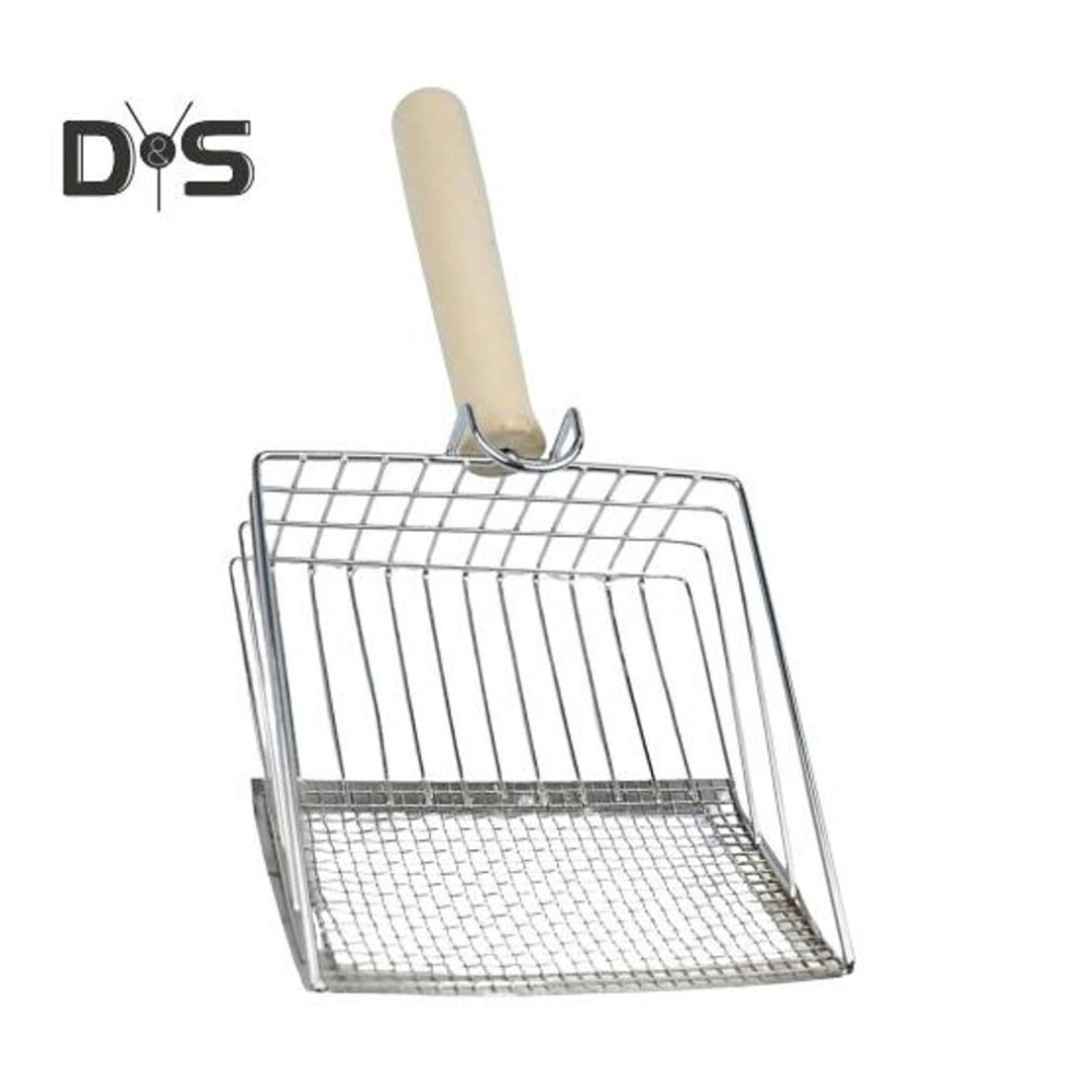 Metal Cat Litter Scoop Heavy Duty Pooper Scooper With Wooden Handle Non-slip Pet Poop Sifting Shovel For Litter Box