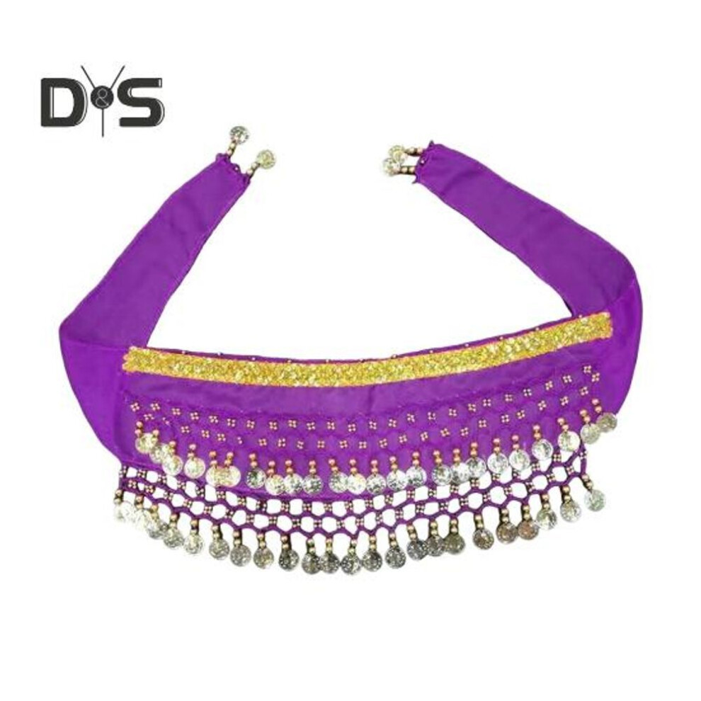 (dark purple) Dog Dance Costume Corgi Waist Chain Butt Curtain Clothes Pet Sequin Belly Dance Prop Puppy Shaking Hip Scarf for Halloween Passionate Accessory