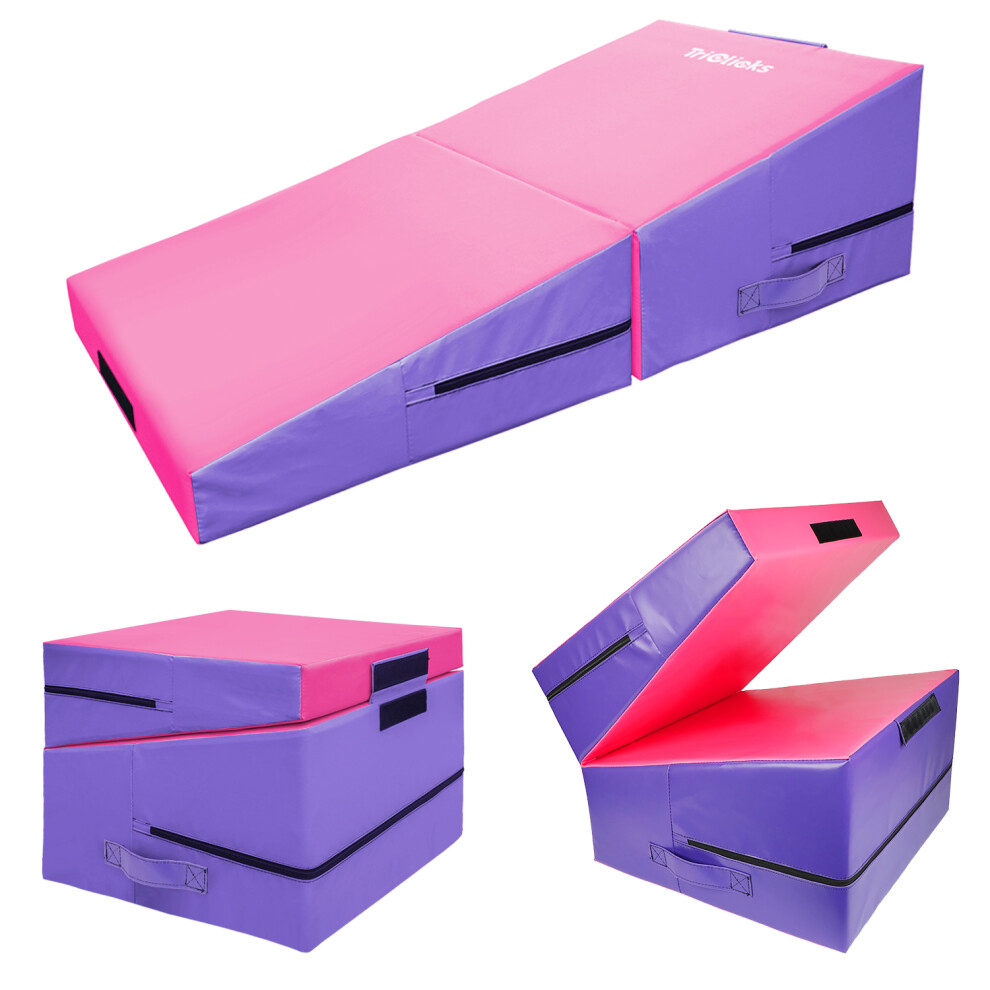 (Incline Gymnastics Mat-Purple & Pink) Inflatable Air Barrel Roller Gymnastics Mats Air Track Tumbling Mat