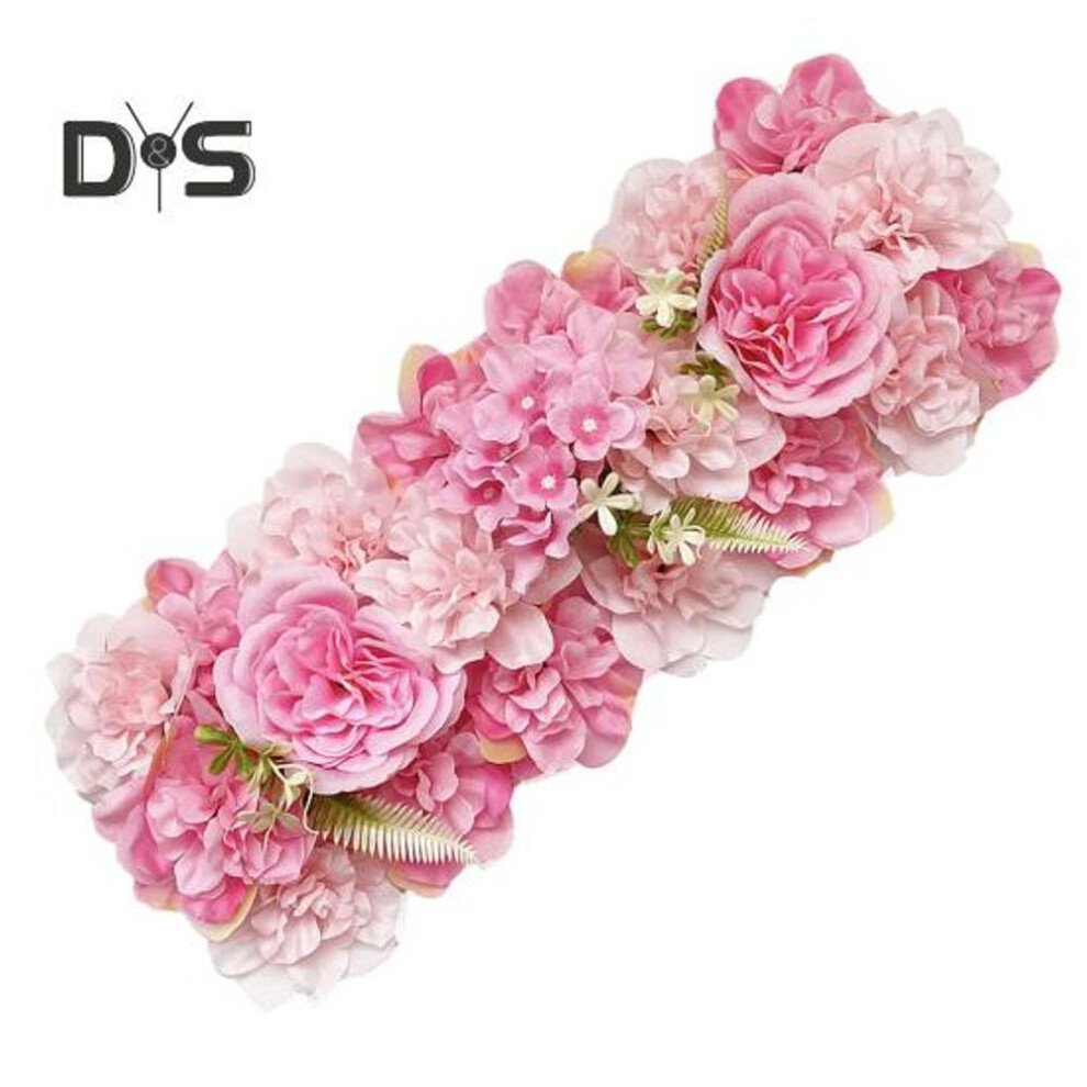 (pink) Simulated Flowers Combo Artificial Flowers In Rows Realistic Faux Silk Flowers With Back Frame For Diy Wedding Arch Backdrop Party Decor