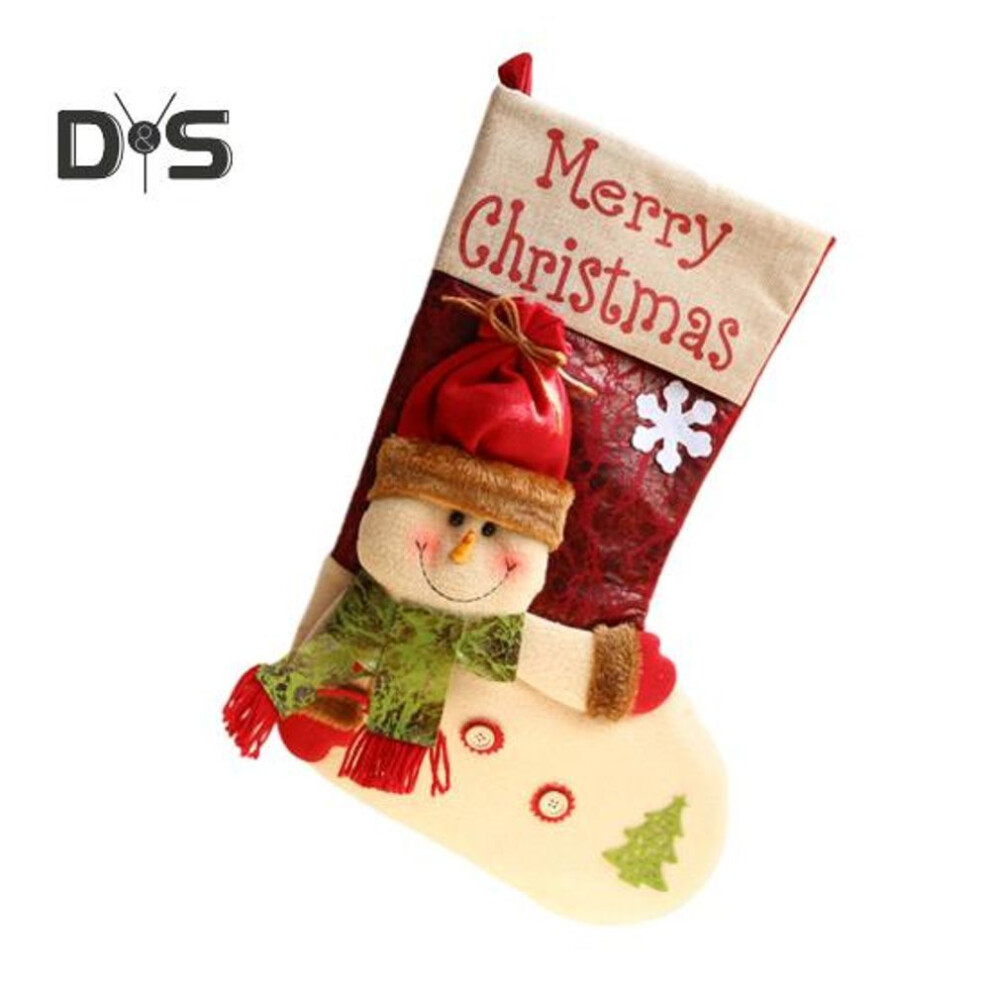(as the picture, Snowman) Christmas Stocking 3D Snowman Santa Claus Xmas Stocking Large Hanging Stocking For Christmas Tree Fireplace Party Holiday Decoration