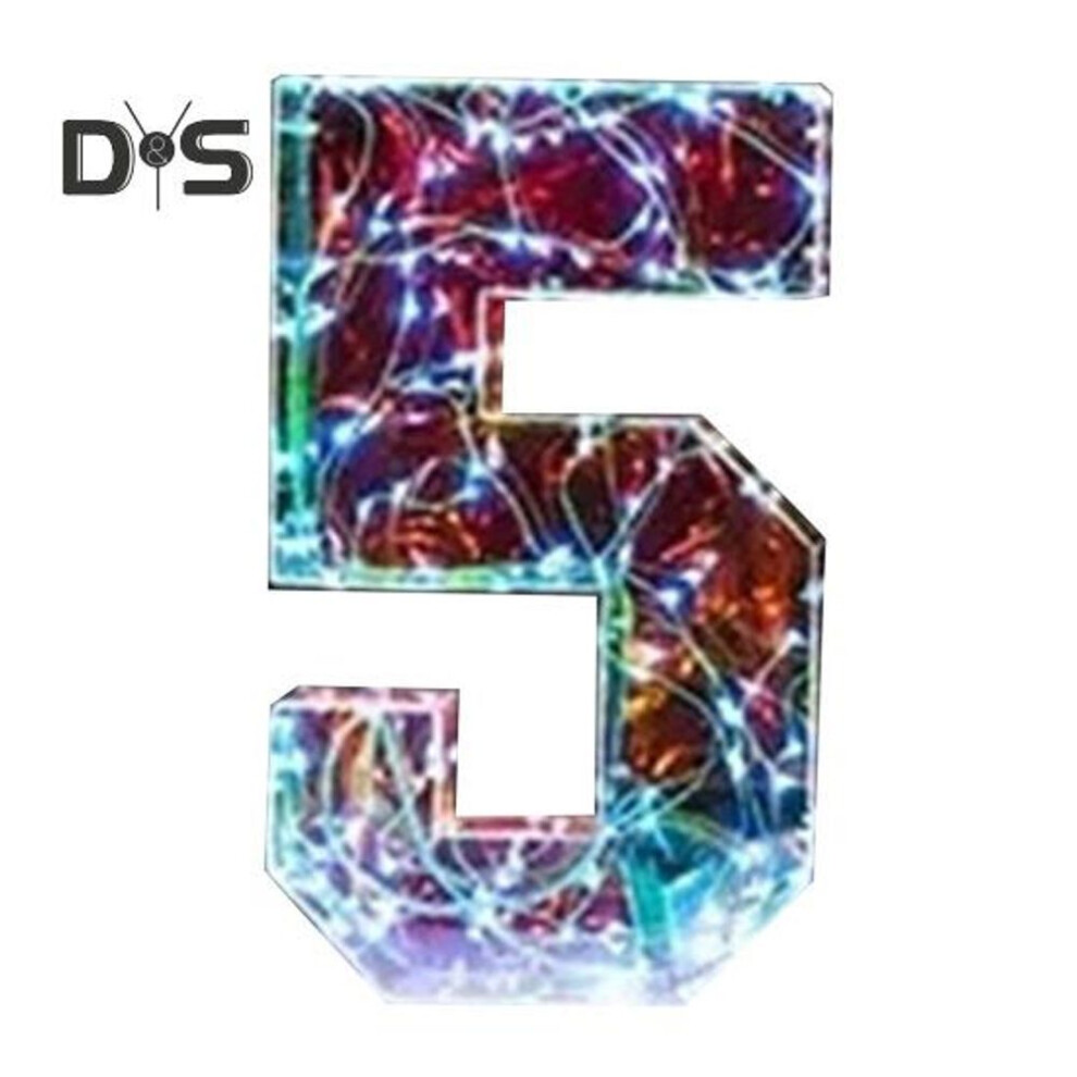 (as the picture, 40cm 5) Led Number Light Prismatic Iridescent Number Sign Colorful Light-up Digital Letters For Home Office Dorms Birthday Christmas Party Decorations