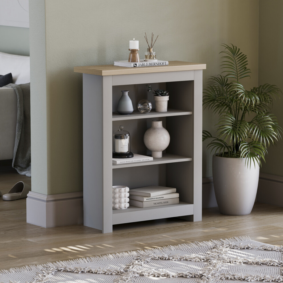 (Grey & Oak) Arlington 3 Tier Bookcase Shelf Library Storage