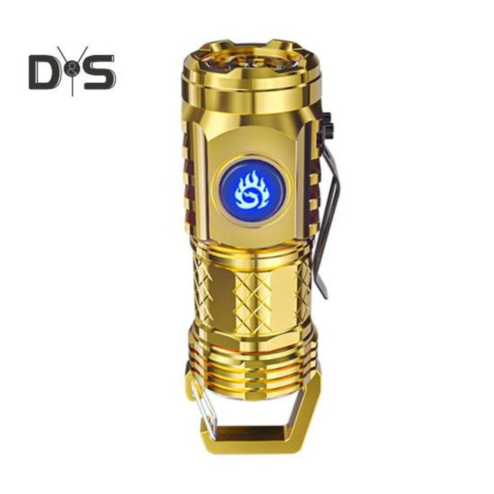 (golden) Mini Portable Flashlight Waterproof Multiple Lighting Modes Waterproof Rechargeable Super Power Flashlight Led Torch