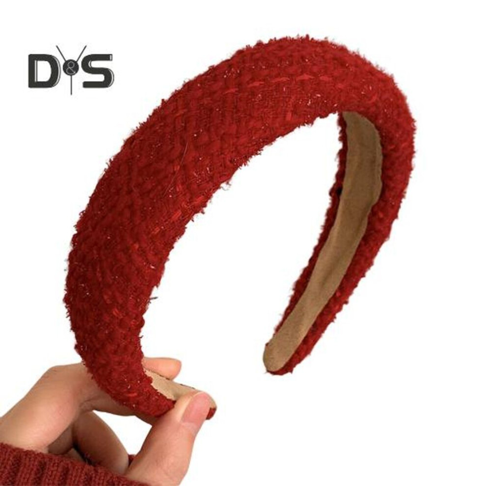 (as the picture, B) Christmas Red Headband Vintage Wide Hair Band Lightweight Anti-slip Hair Loop Women Girls Hair Accessories Headwear Holiday Photo Props