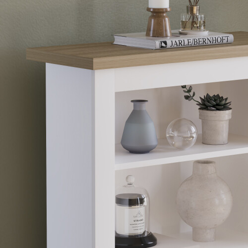 Vida Designs (White & Oak) Arlington 3 Tier Bookcase Shelf Library Storage 2