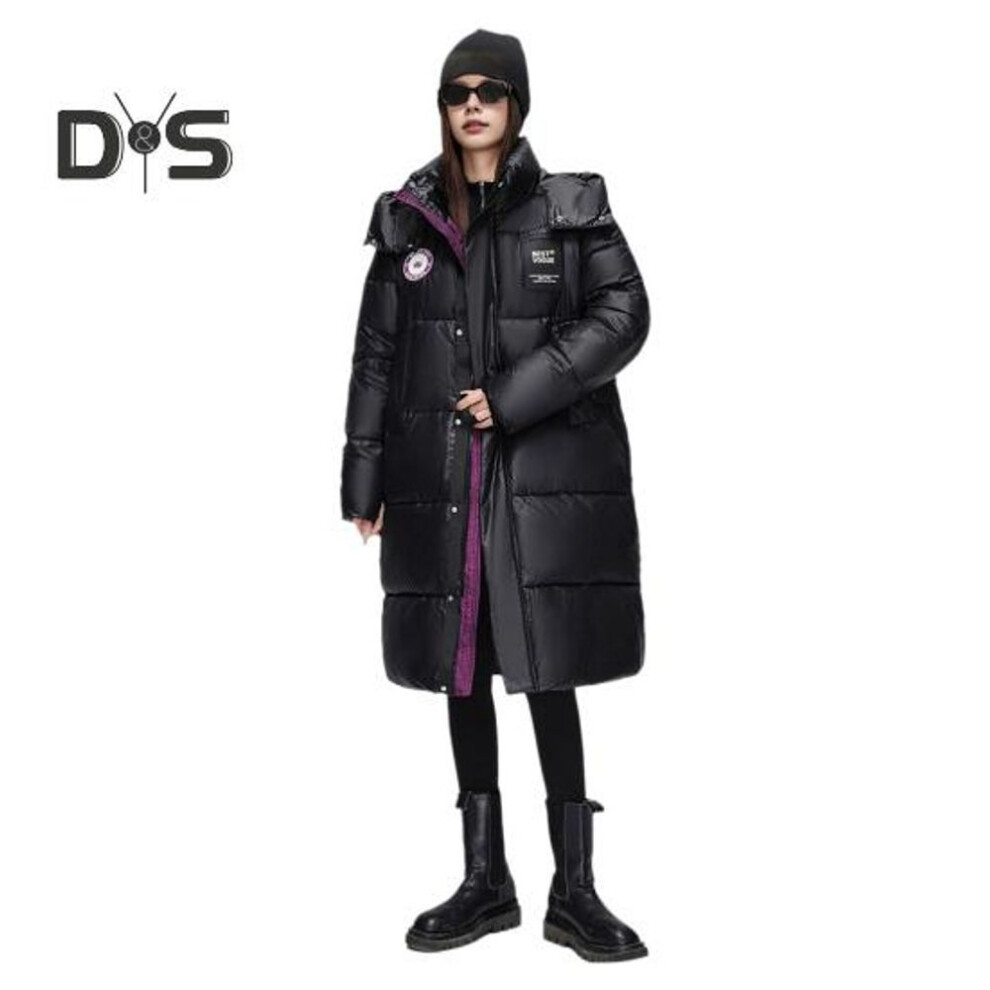 (black, XXL) Unisex Winter Down Coat with Detachable Hood Thickened Padded Windproof Pree Buttons Zip-up Mid Length Black Jacket Long Sleeves Cold Weather Outerwe