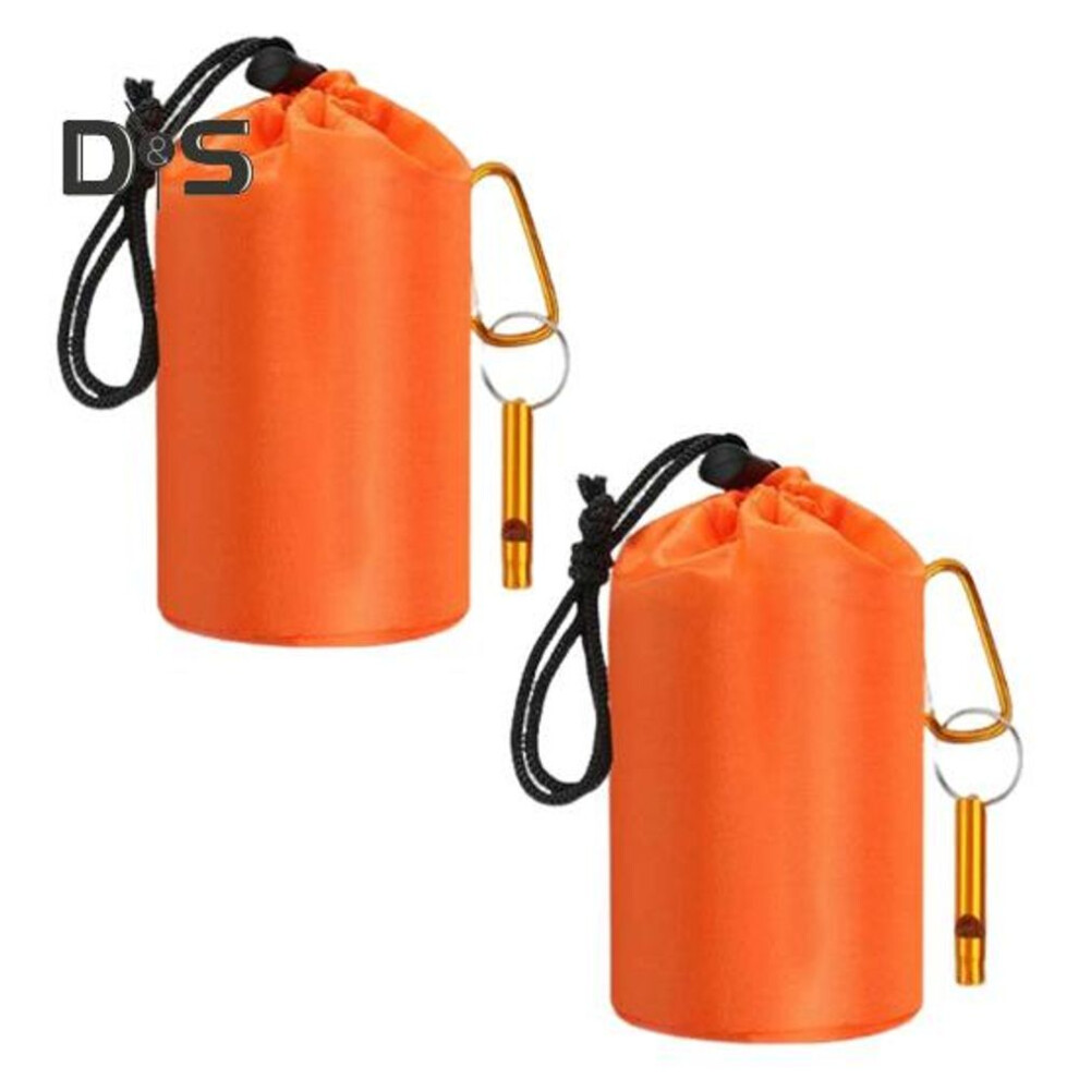 (orange, 2pcs) 1/2pcs Emergency Sleeping Bag With Survival Whistle Waterproof Portable Thermal Blanket Lightweight Outdoor Camping Backpacking Hiking Adults Bivvy
