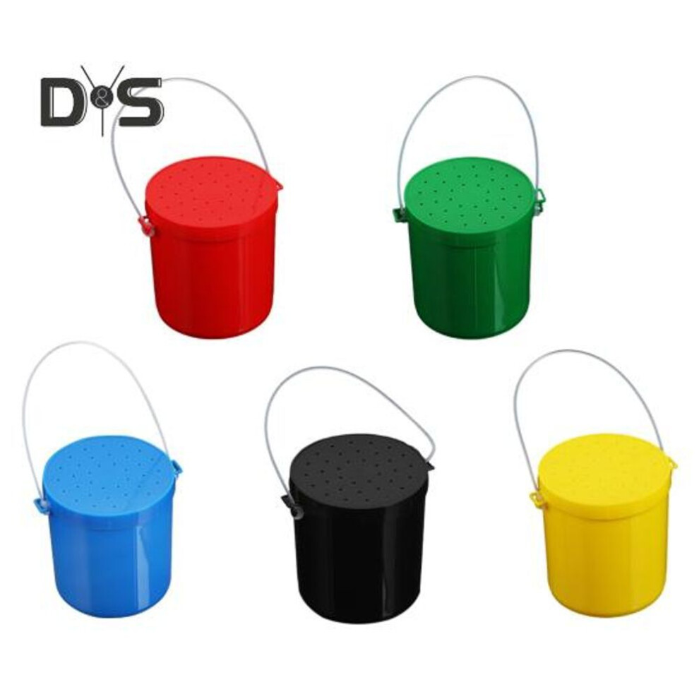 (as the picture, S) Live Bait Bucket With Portable Handle Breathable Anti-drop Cover Fishing Earthworm Storage Box Small Live Red Worm Container Fishing Accessories