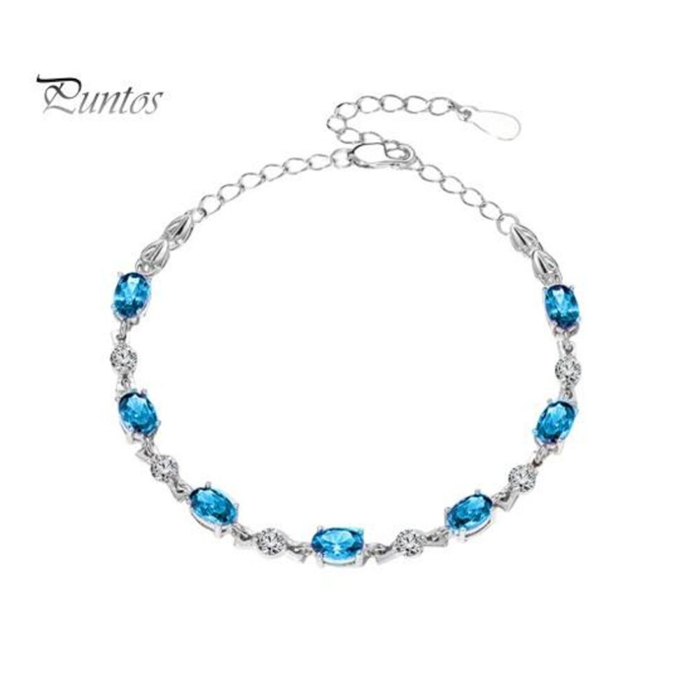 (blue) Women Bracelet Contrast Color Purple Faux Crystal Adjustable Size Length Copper Wrist Jewelry Gift For Birthday Anniversary Special Occasion