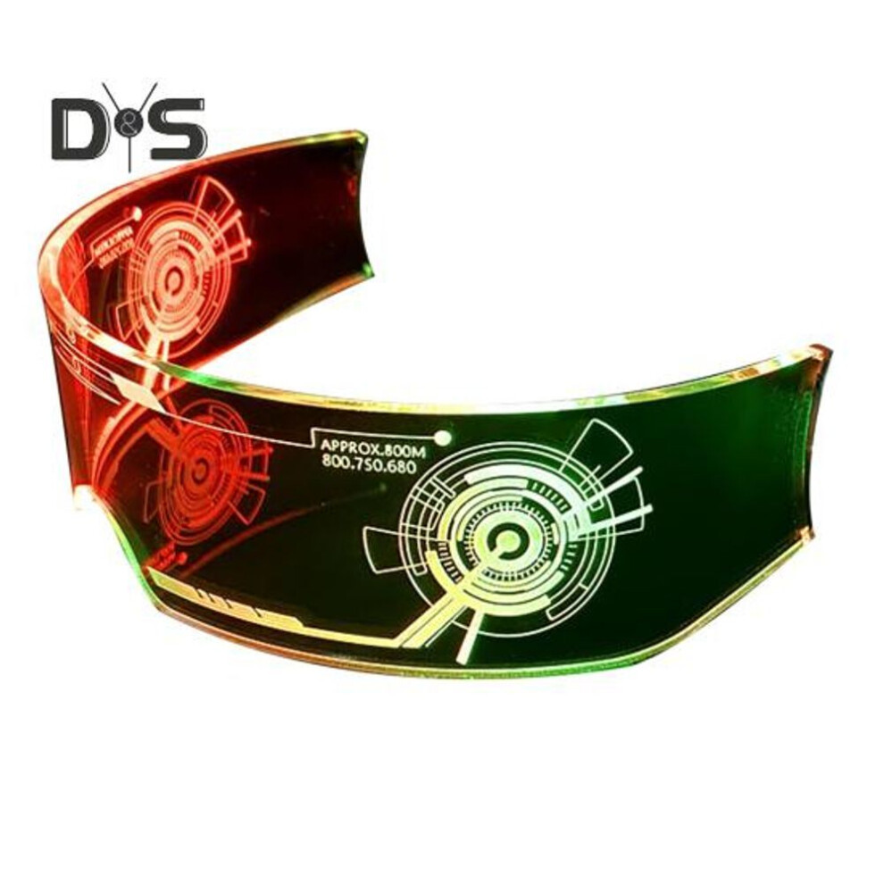 (as the picture, B) Led Rave Glasses Space Sunglasses 7 Colors Flashing Comfortable Fit Ultralight Multi-color Light-up Goggles Eyewear
