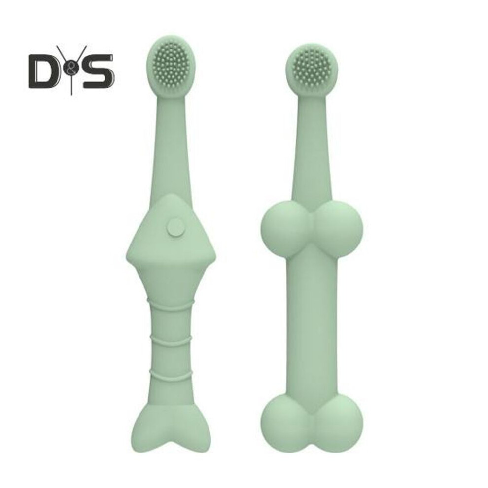 (green) 2pcs Pet Toothbrush Silicone Dog Cat Tooth Brushes Pet Dental Cleaning Kit Soft Bristles Teeth Care Tool For Large Small Pets