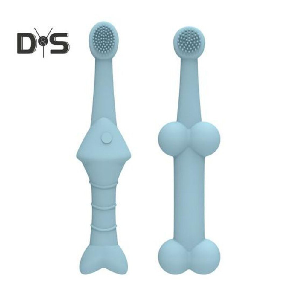 (blue) 2Pcs Pet Toothbrush Silicone Dog Cat Tooth Brushes Pet Dental Cleaning Kit Soft Bristles Teeth Care Tool for Large Small Pets
