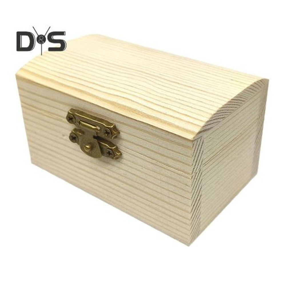 (as the picture, Angle head) Unfinished Wooden Box Diy Pine Wood Treasure Chest With Locking Clasp Hinged Lid Jewelry Storage Box For Family Friends