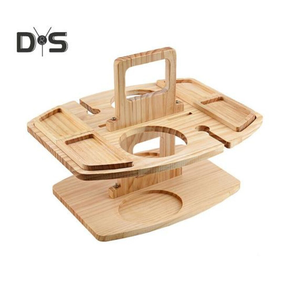 Wooden Picnic Table Portable Food Tray With Wine Glass Holder Mini Snack Tray For Outdoor Events Beach Camping Removable Portable Wine Table