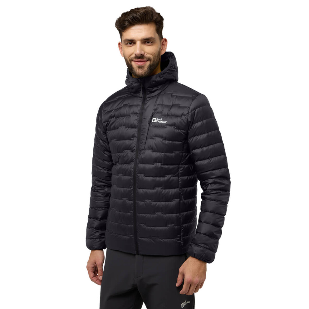 (S, Phantom) Jack Wolfskin Mens Passamani Down Water-Repellent Windproof Hooded Jacket