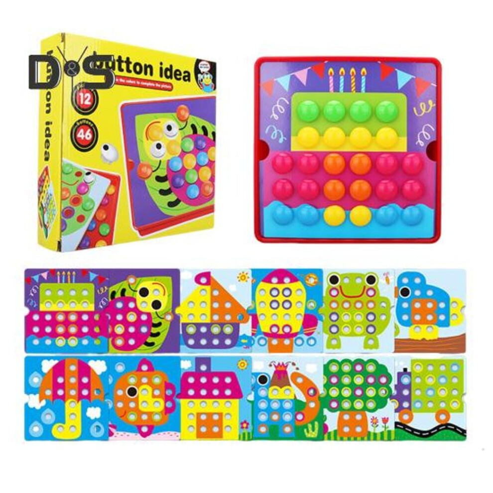 (as the picture, B) Color Matching Mosaic Pegboard Game Set Button Art Toys for Toddlers Sensory Early Learning Educational Puzzle Toy for Kids Ages 3