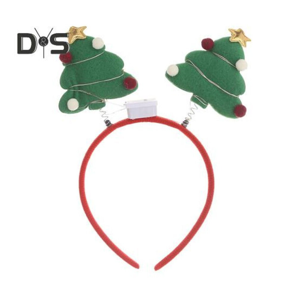 (as the picture, C) Led Christmas Headbands Elf Hats Reindeer Costume Hair Hoop With Led Light Holiday Party Favors Accessories