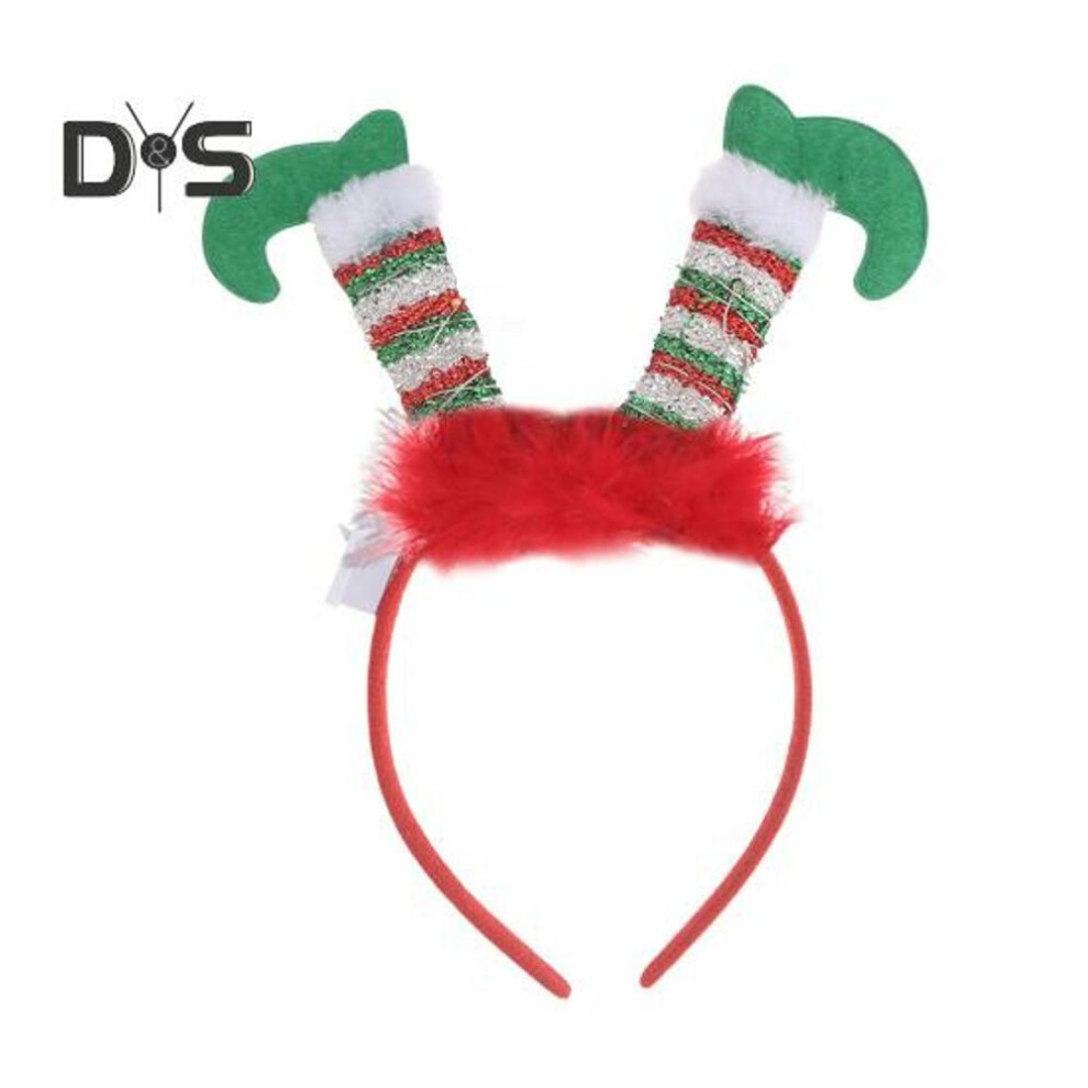 (as the picture, A) Led Christmas Headbands Elf Hats Reindeer Costume Hair Hoop With Led Light Holiday Party Favors Accessories