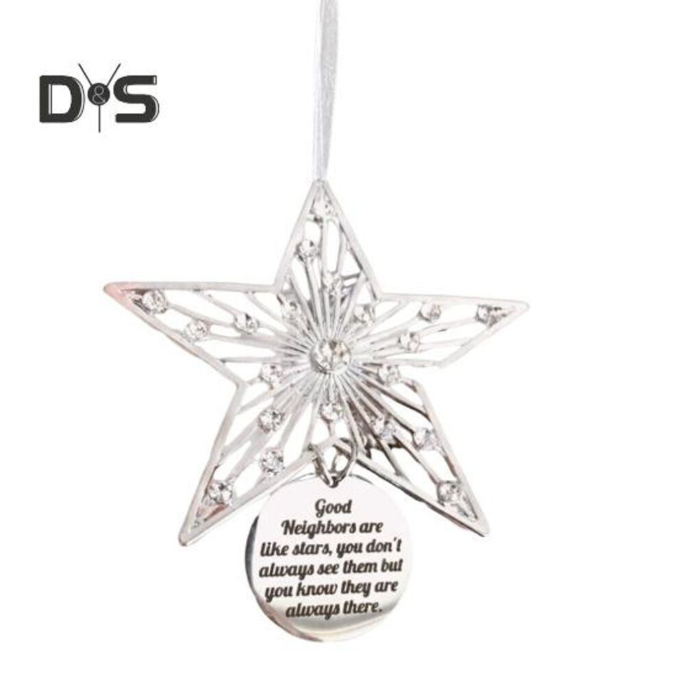 (as the picture, Pentagram) Christmas Metal Hanging Decoration Snowman Snowflake Star Tree Hanging Ornament Pendant Neighbors Friends Family Holiday Party Gift