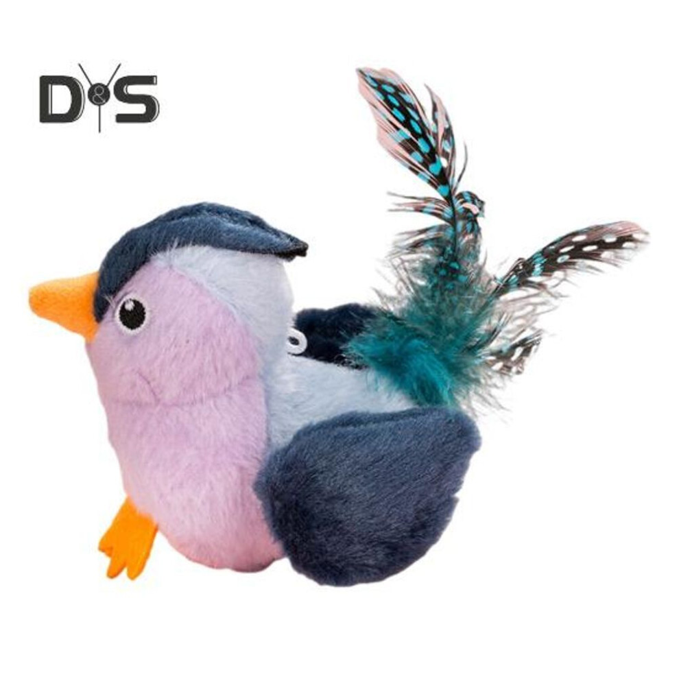 (as the picture, D) Interactive Chirping Birds Cat Toy Simulation Flapping Wings Plush Birds Touch Activate Electric Flying Birds Toy for Cats And Dogs