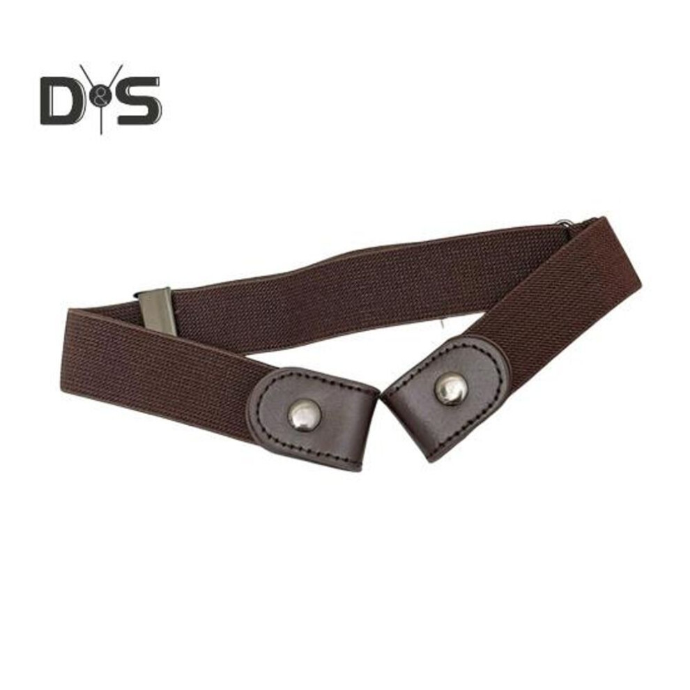 (coffee) Lazy Belt Comfortable Elastic Design Faux Leather Waistband Adjustable Fit Invisible Jeans Belt Daily Wear