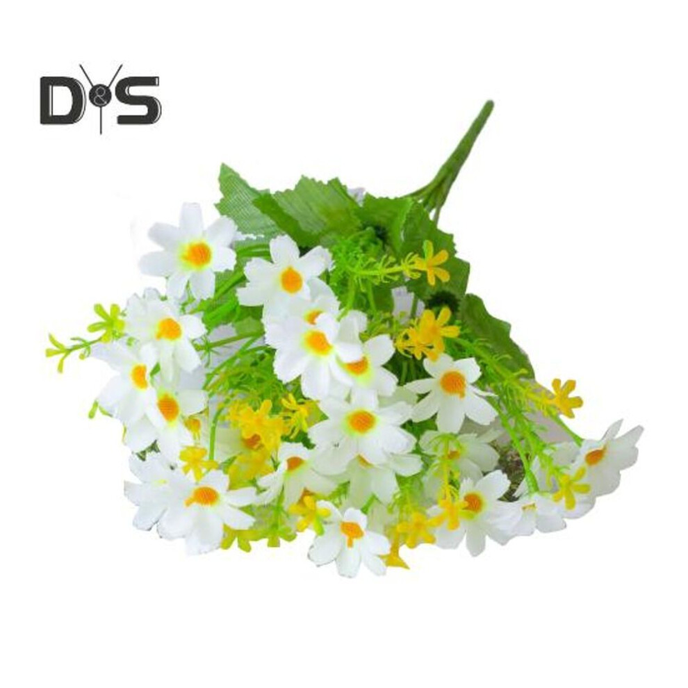 (white) Artificial Flower Bouquet 28 Head Realistic Fake Silk Flower Wedding Party Home Office Table Centerpiece Plastic Faux Floral Plants Decoration