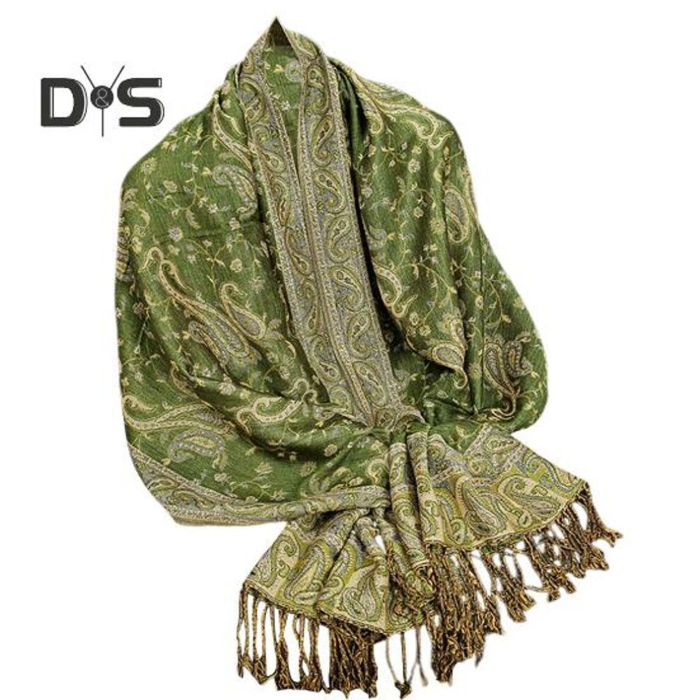 (as the picture, 2) Imitation Cashmere Women Scarf Retro Literary Style Shawl Cashew Jacquard Pattern Tassel Trim Decorative Matching Shawl