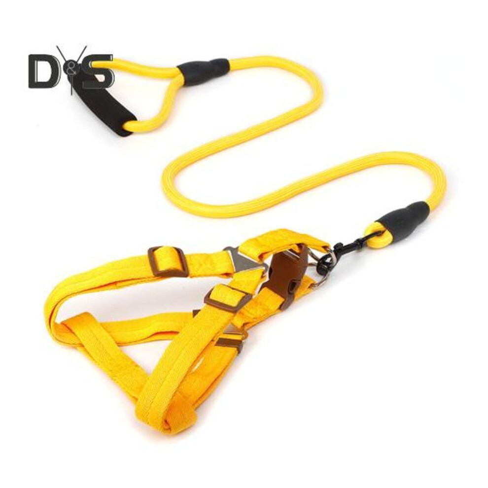 (S, yellow) Dog Harness with Leash Dog Training Vest Lead Rope with Soft Padded Handle Pet Traction Supplies for Small And Medium Dogs Cats