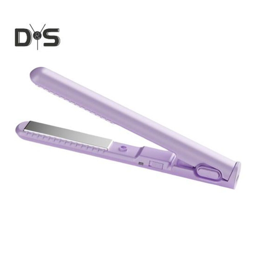 (purple) USB Mini Curling Iron 2-In-1 Dual Purpose Curling Wand Flat Iron Hair Straightener Curler Fast Heating Portable Travel Women Short Long Hair Styling